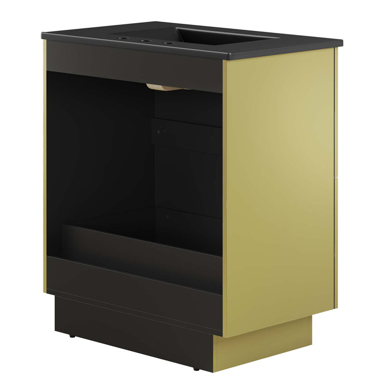 Quantum 30'' Black and Gold Freestanding Bathroom Vanity