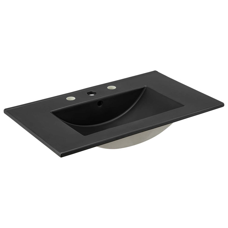Quantum 30'' Black and Gold Freestanding Bathroom Vanity