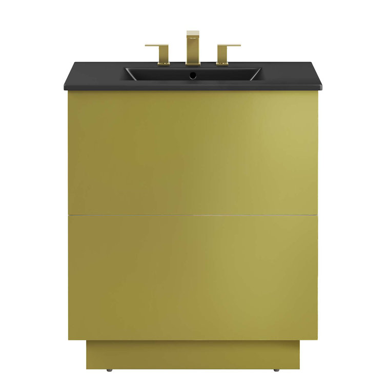 Quantum 30'' Black and Gold Freestanding Bathroom Vanity