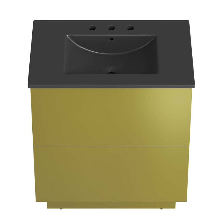 Quantum 30'' Black and Gold Freestanding Bathroom Vanity