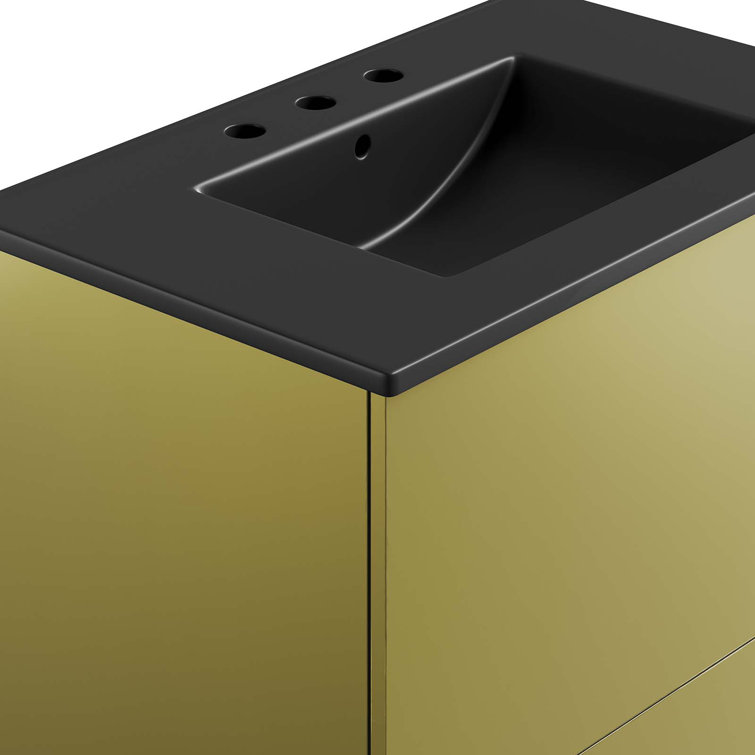 Quantum 30'' Black and Gold Freestanding Bathroom Vanity