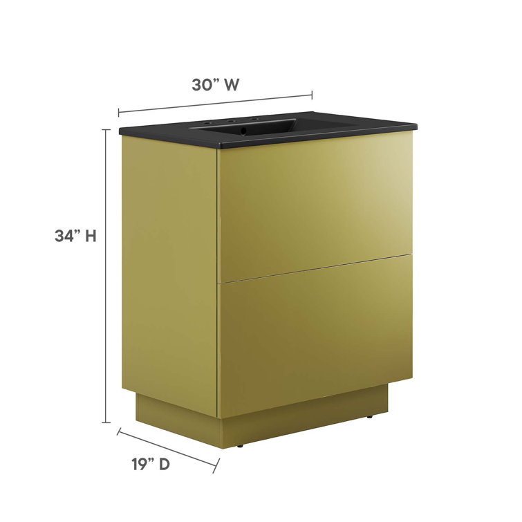 Quantum 30'' Black and Gold Freestanding Bathroom Vanity