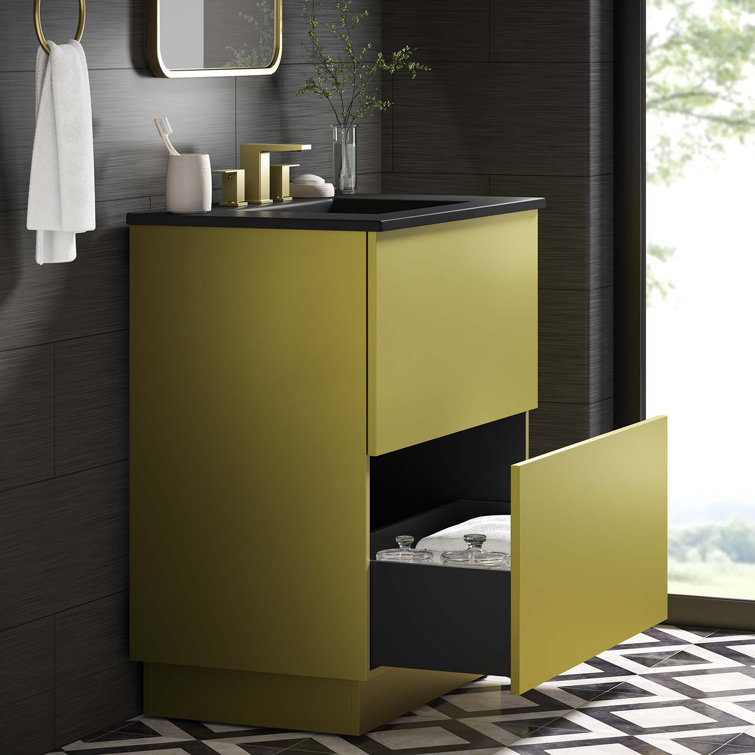 Quantum 30'' Black and Gold Freestanding Bathroom Vanity