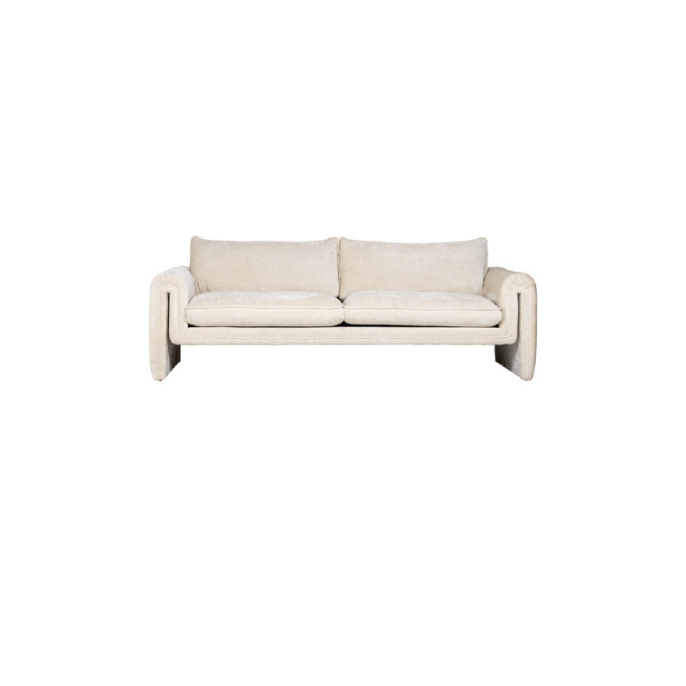 Sandro 91'' White Chenille Upholstered Sofa