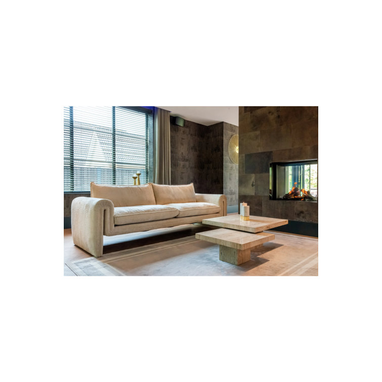Sandro 91'' White Chenille Upholstered Sofa