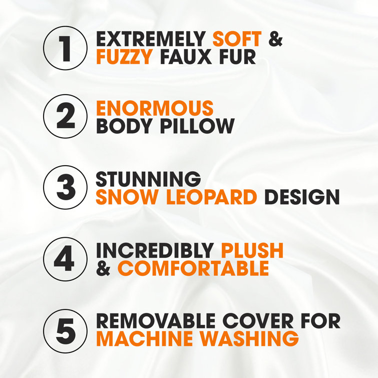 Snow Leopard Faux Fur 22'' Square Throw Pillow Set
