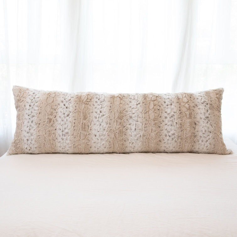 Snow Leopard Faux Fur 22'' Square Throw Pillow Set