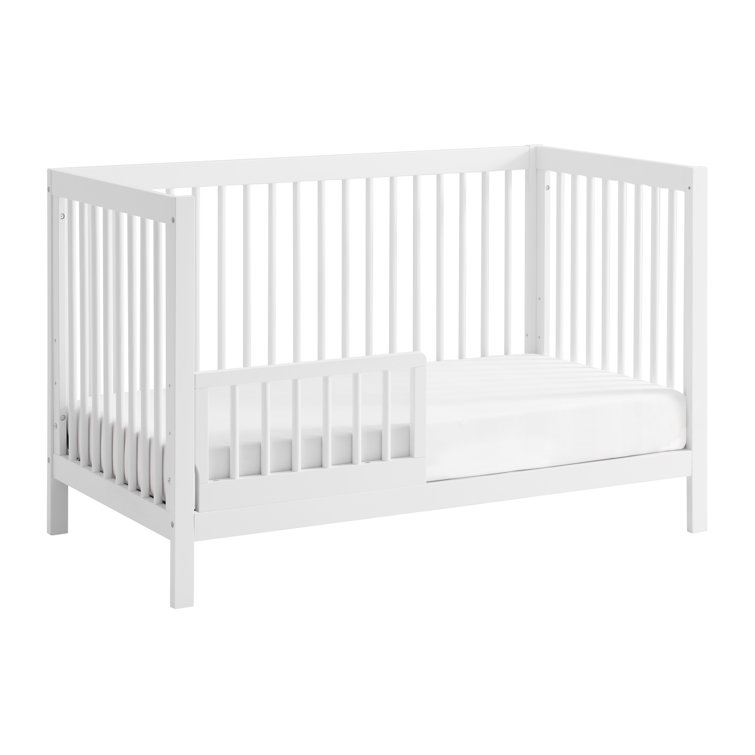 White Solid Wood 4-in-1 Convertible Baby Crib