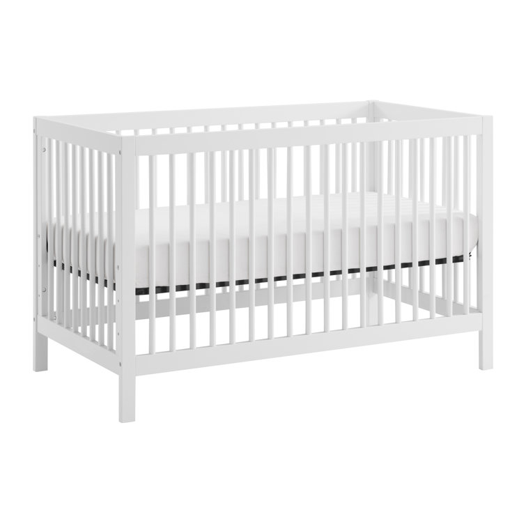 White Solid Wood 4-in-1 Convertible Baby Crib