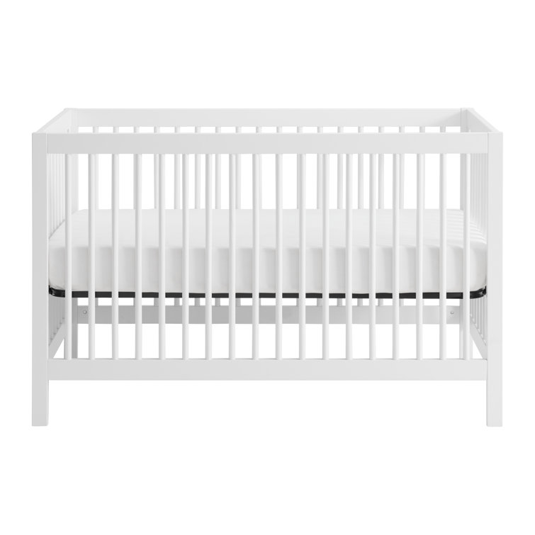 White Solid Wood 4-in-1 Convertible Baby Crib