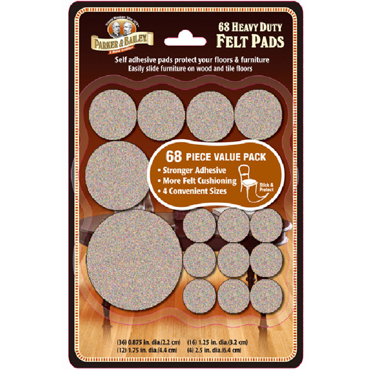 Parker & Bailey Heavy Duty Felt Pads 68-Pack Assorted Sizes