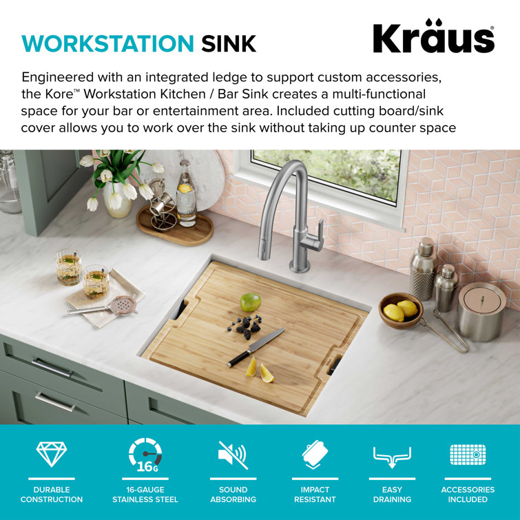 Kore 21-Inch Stainless Steel Single Bowl Drop-In Farmhouse Sink