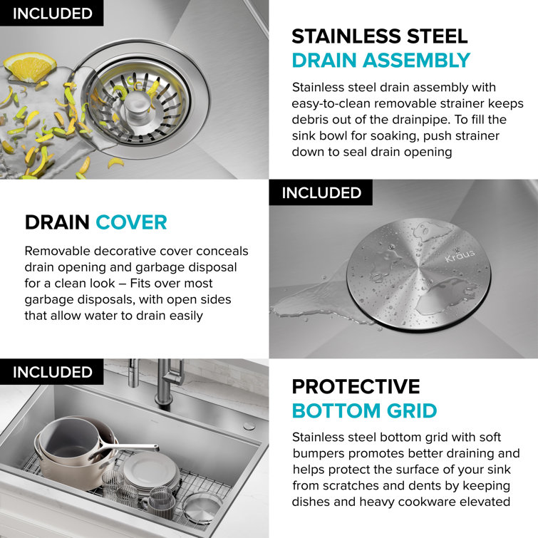 Kore 30-Inch Stainless Steel Drop-In Single Bowl Kitchen Sink