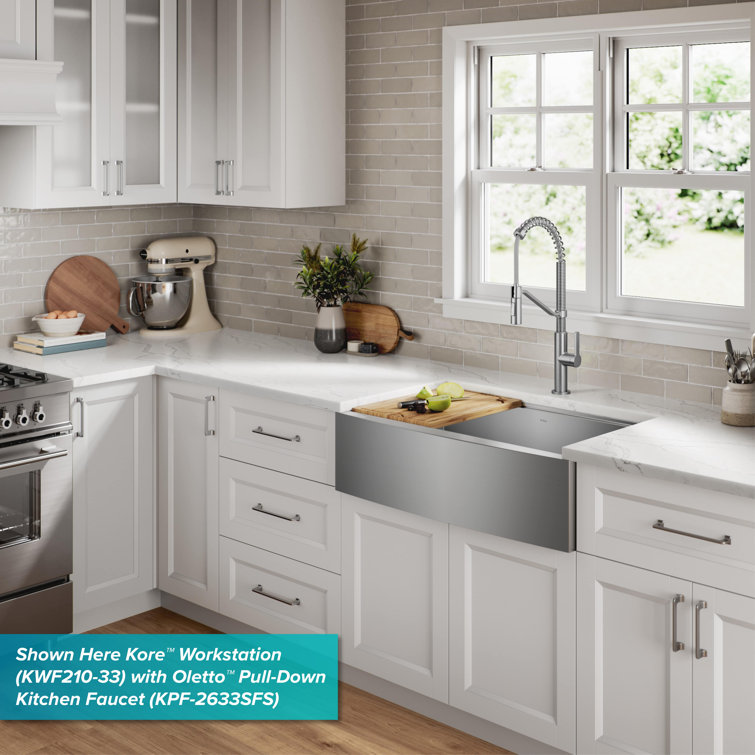 Kore 27-Inch Stainless Steel Farmhouse Workstation Sink