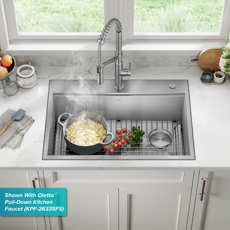 Kore 30-Inch Stainless Steel Drop-In Single Bowl Kitchen Sink