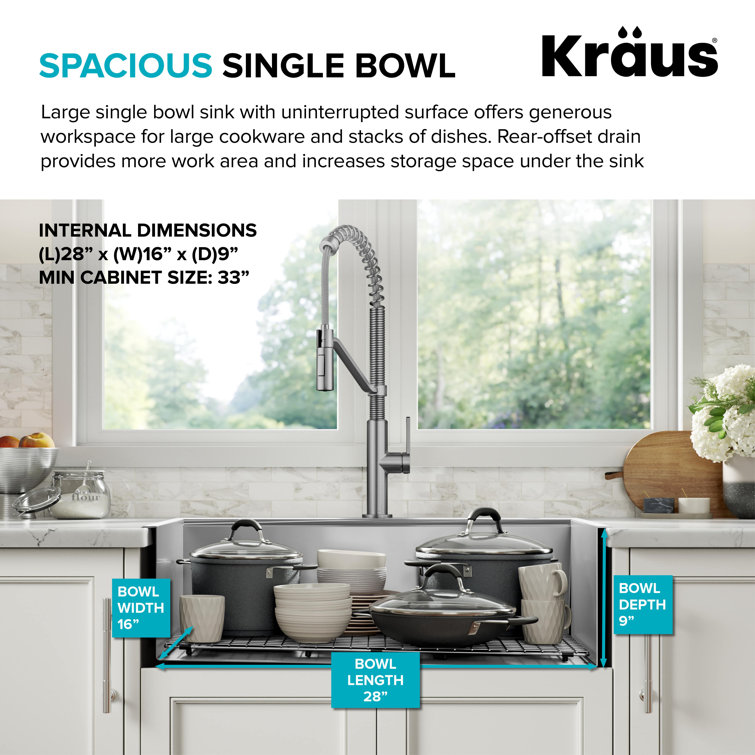 Kore 30-Inch Stainless Steel Drop-In Single Bowl Kitchen Sink
