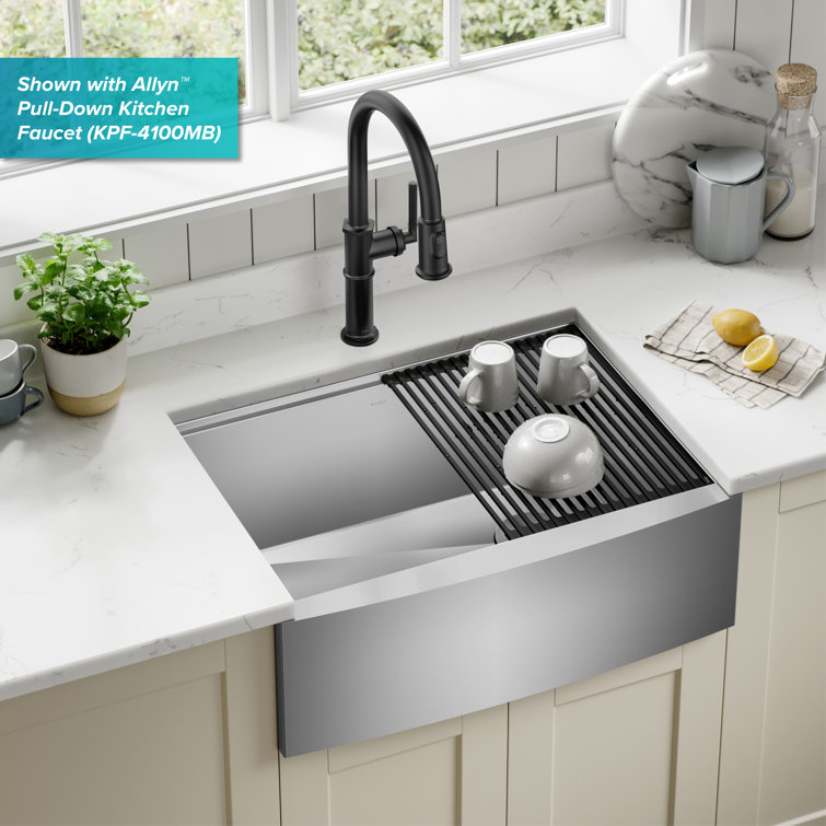 Kore 27-Inch Stainless Steel Farmhouse Workstation Sink
