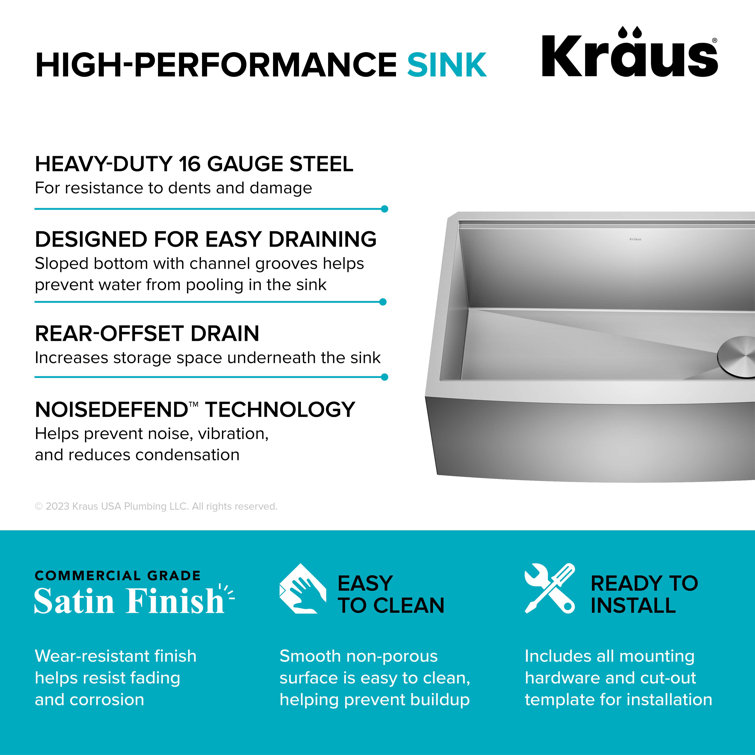 Kore 30-Inch Stainless Steel Farmhouse Workstation Sink with Accessories
