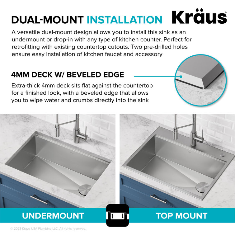 Kore 32-Inch Stainless Steel Drop-In Farmhouse Kitchen Sink