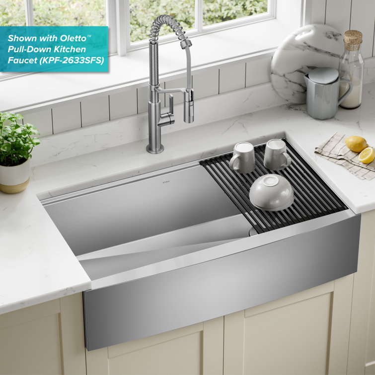 Kore 36-Inch Stainless Steel Farmhouse Workstation Sink with Accessories