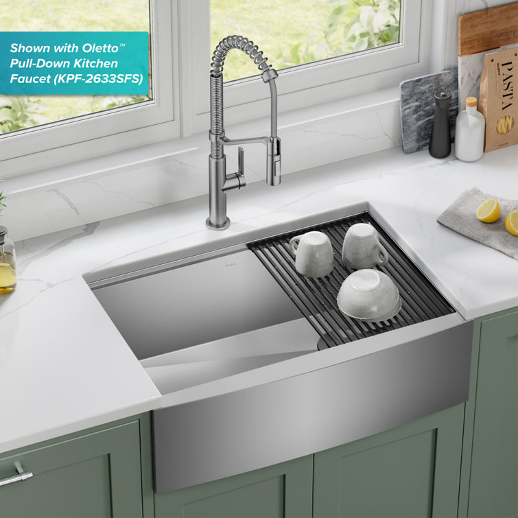 Kore 30-Inch Stainless Steel Farmhouse Workstation Sink with Accessories