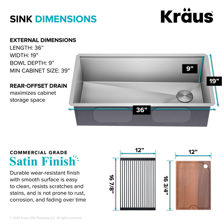 Kore 36" Stainless Steel Drop-in Farmhouse Kitchen Sink