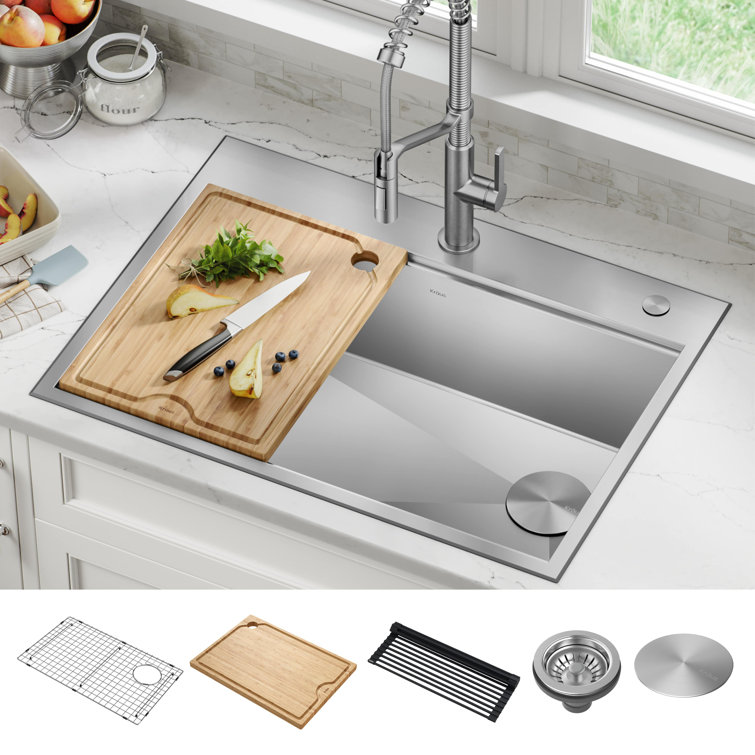 Kore 30-Inch Stainless Steel Drop-In Single Bowl Kitchen Sink