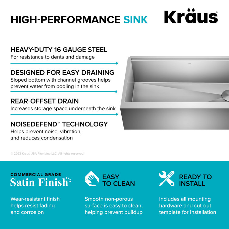36-Inch Stainless Steel Farmhouse Single Bowl Kitchen Sink with Accessories