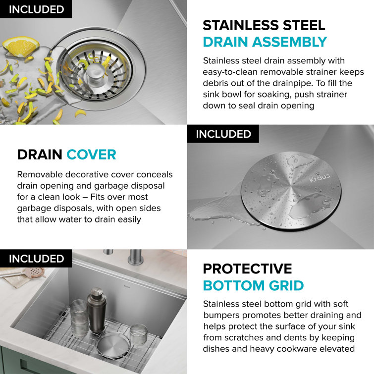 Kore 21-Inch Stainless Steel Single Bowl Drop-In Farmhouse Sink