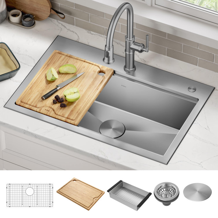 Kore 32-Inch Stainless Steel Drop-In Farmhouse Kitchen Sink