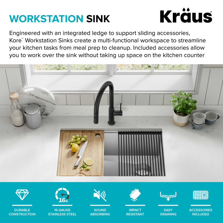 Kore 30-Inch Stainless Steel Undermount Single Bowl Kitchen Sink