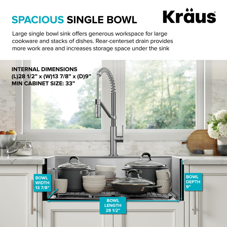 Kore 32-Inch Stainless Steel Drop-In Farmhouse Kitchen Sink