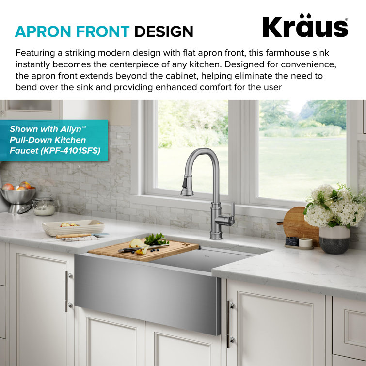 Kore 30-Inch Stainless Steel Farmhouse Workstation Sink with Accessories