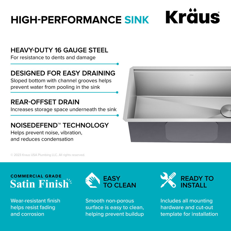 Kore 32-Inch Stainless Steel Undermount Workstation Kitchen Sink with Accessories