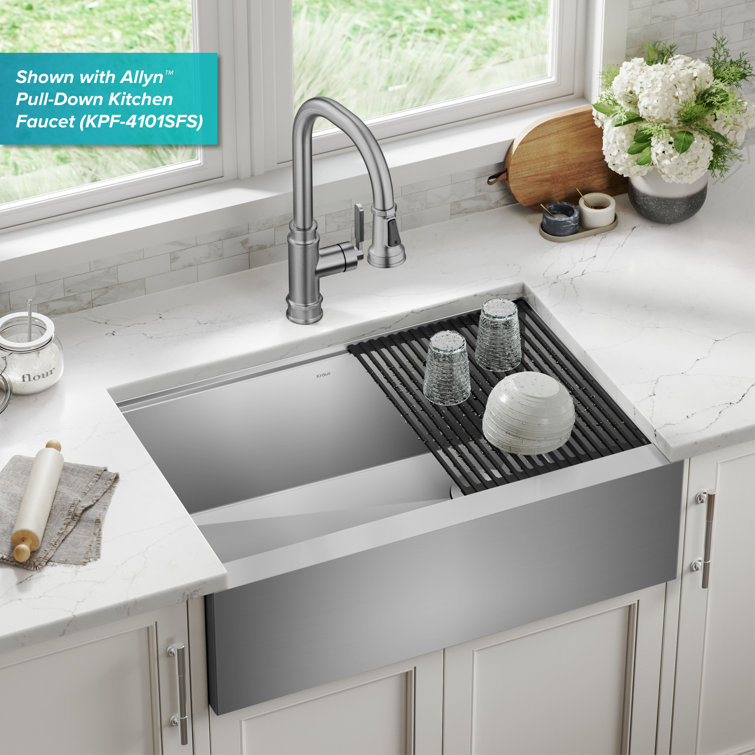 Kore 30-Inch Stainless Steel Farmhouse Workstation Sink with Accessories
