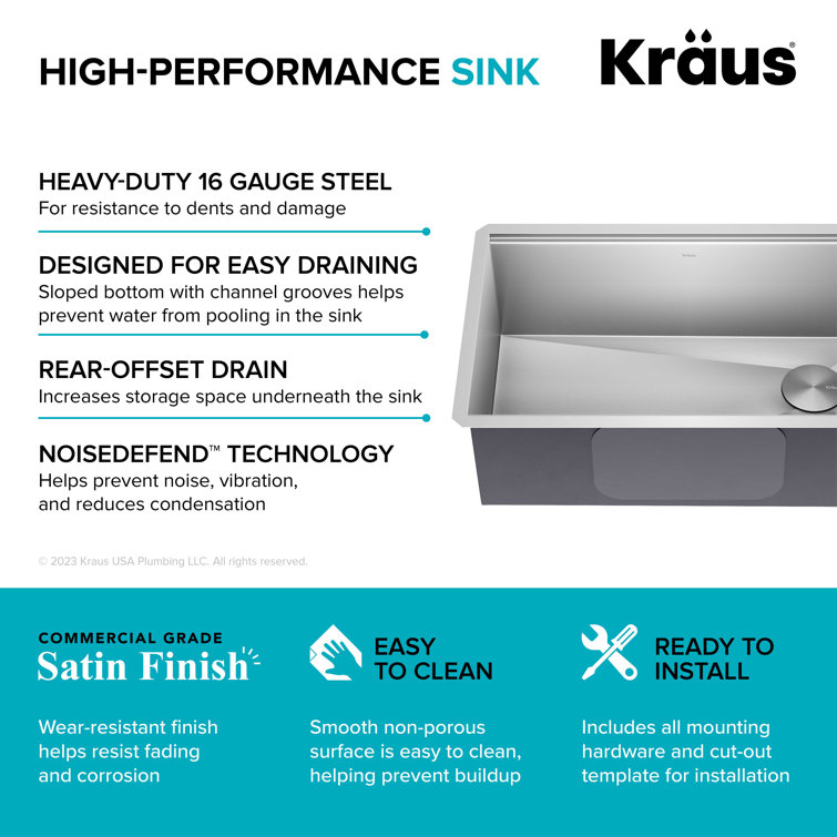 Kore 30-Inch Stainless Steel Undermount Single Bowl Kitchen Sink