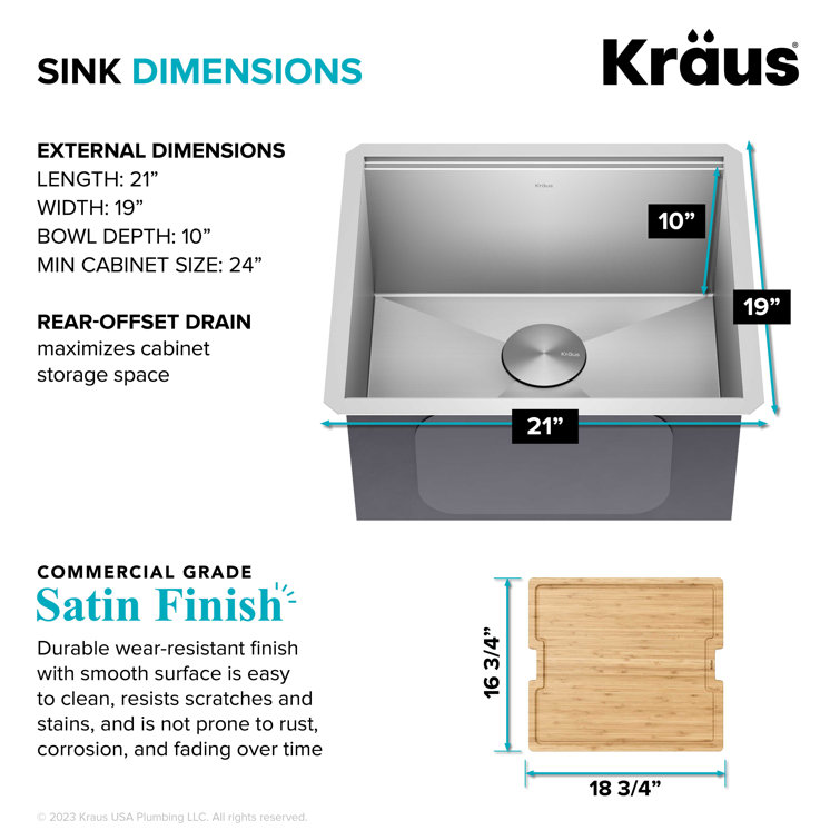 Kore 21-Inch Stainless Steel Single Bowl Drop-In Farmhouse Sink