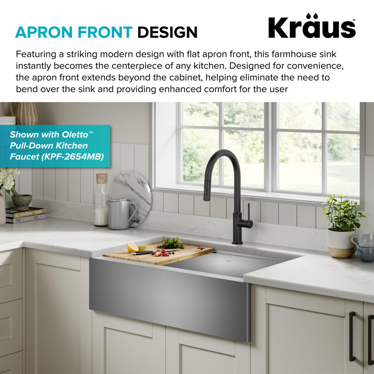 Kore 33" Stainless Steel Modern Farmhouse Single Bowl Sink