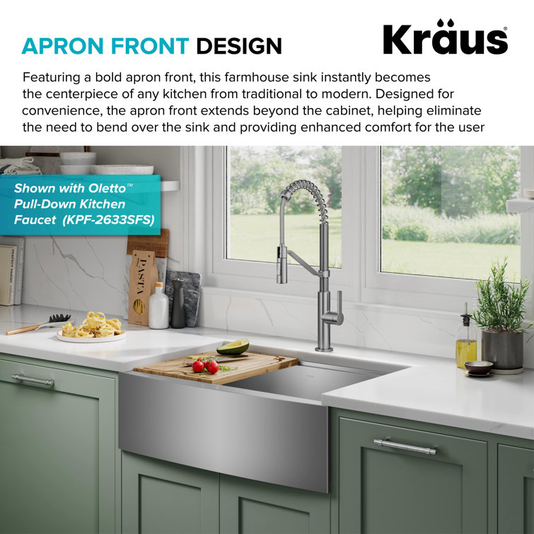 Kore 30-Inch Stainless Steel Farmhouse Workstation Sink with Accessories