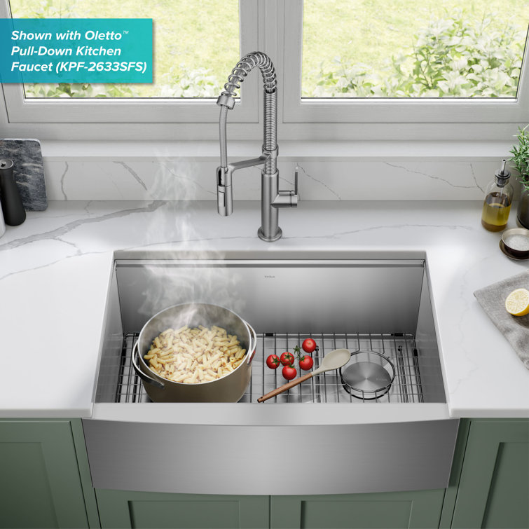 Kore 30-Inch Stainless Steel Farmhouse Workstation Sink with Accessories