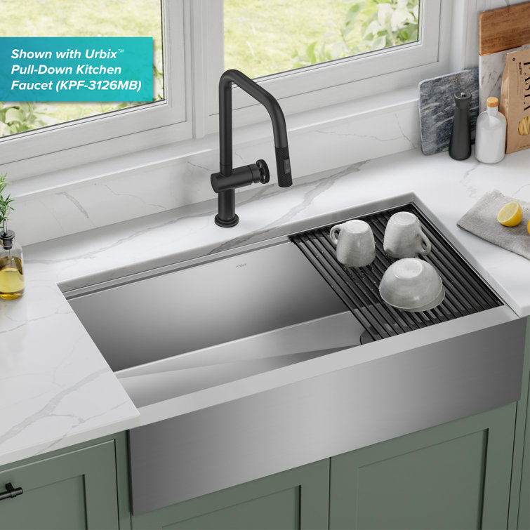 36-Inch Stainless Steel Farmhouse Single Bowl Kitchen Sink with Accessories