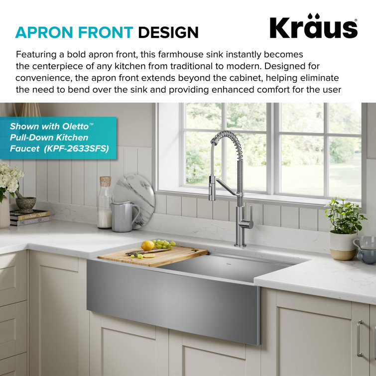 Kore 36-Inch Stainless Steel Farmhouse Workstation Sink with Accessories