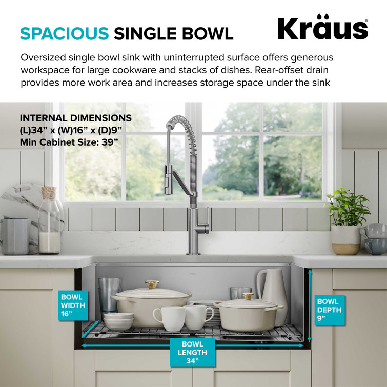 Kore 36" Stainless Steel Drop-in Farmhouse Kitchen Sink