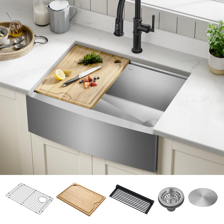 Kore 27-Inch Stainless Steel Farmhouse Workstation Sink