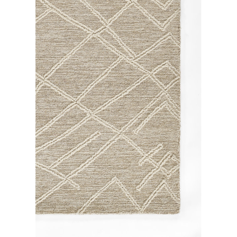 Wendell Beige Abstract Wool Rectangular Rug 2' x 4'