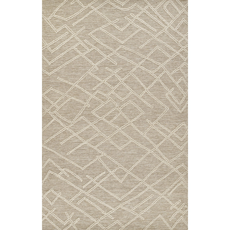 Wendell Beige Abstract Wool Rectangular Rug 2' x 4'