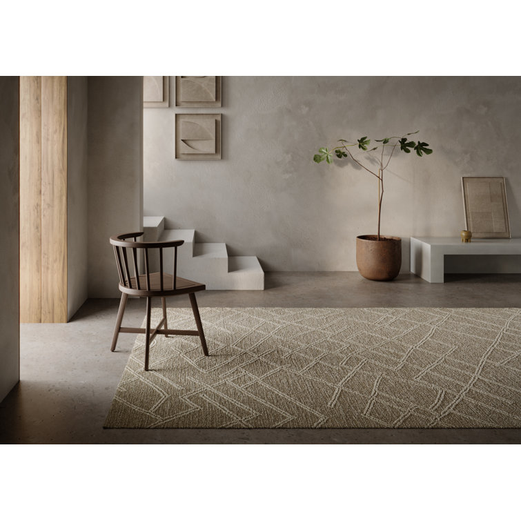 Wendell Beige Abstract Wool Rectangular Rug 2' x 4'