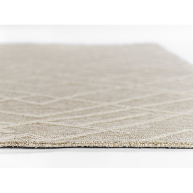 Wendell Beige Abstract Wool Rectangular Rug 2' x 4'