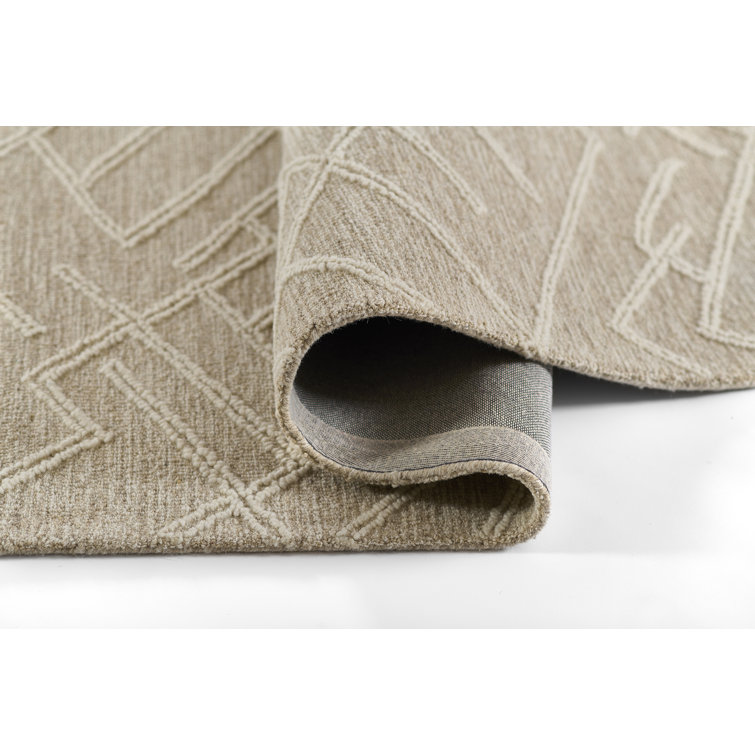 Wendell Beige Abstract Wool Rectangular Rug 2' x 4'