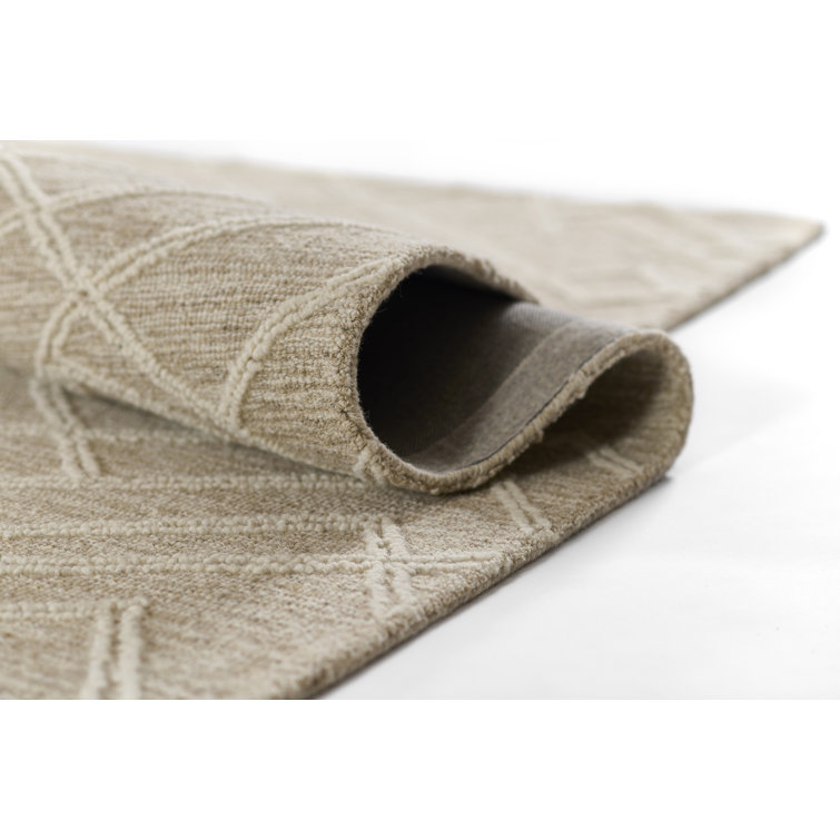 Wendell Beige Abstract Wool Rectangular Rug 2' x 4'